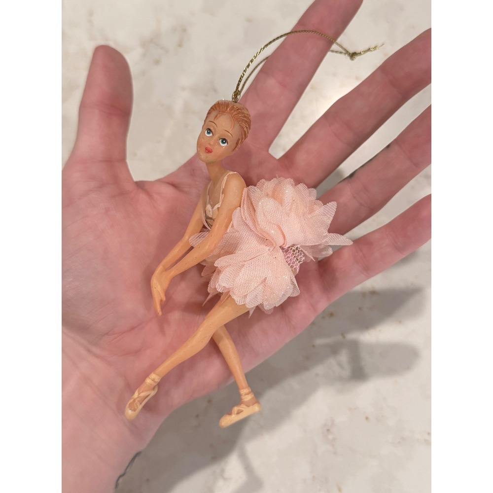 Ballerina Christmas Ornament Peach Tulle Tutu Pink Dance Holiday Decor